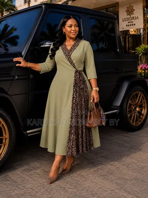 Elegant Leopard Print Patch Wrap Midi Dress Collection