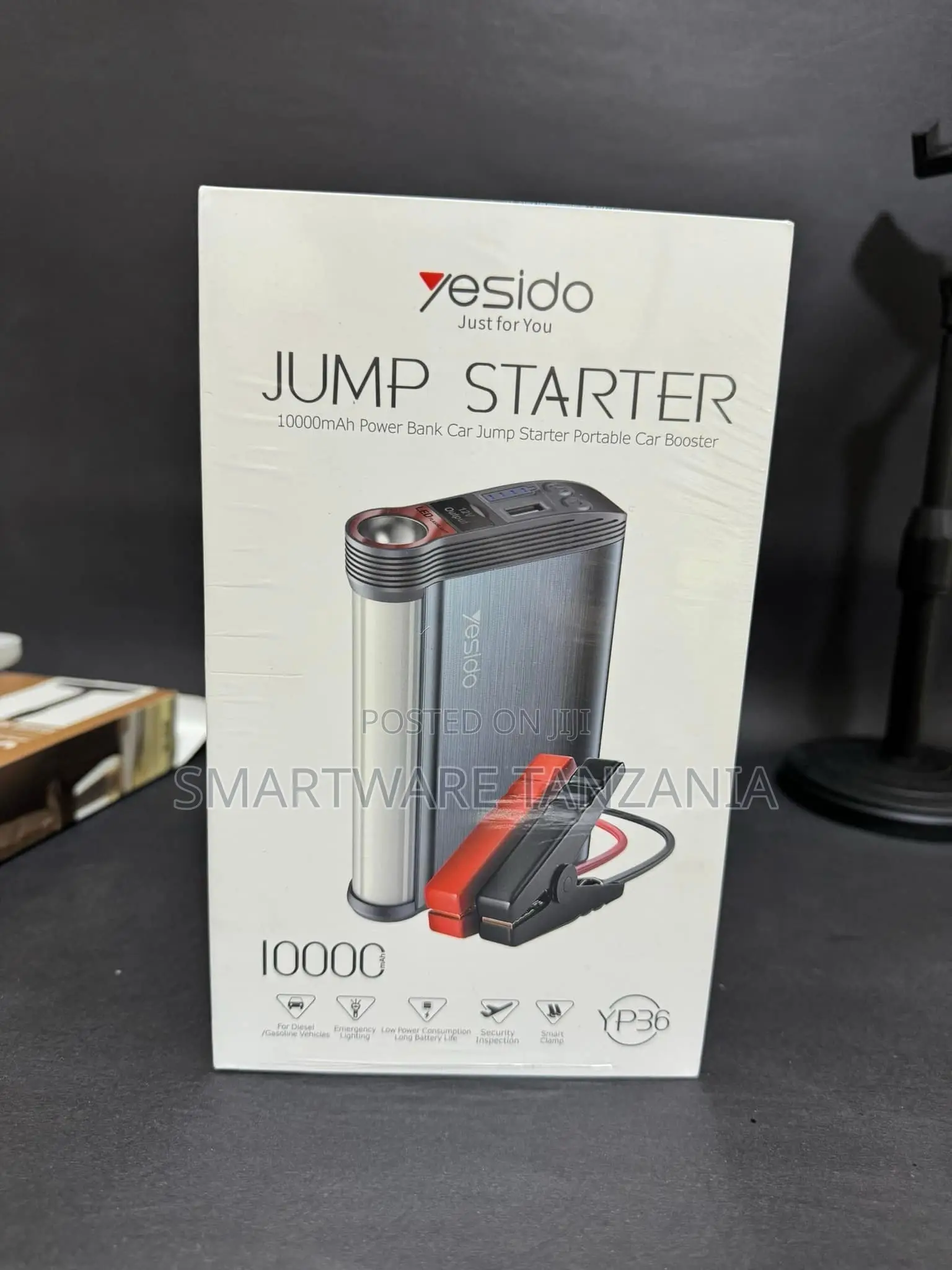 Yesido Jump Starter 10000mAh Power Bank Car Booster With Clamps