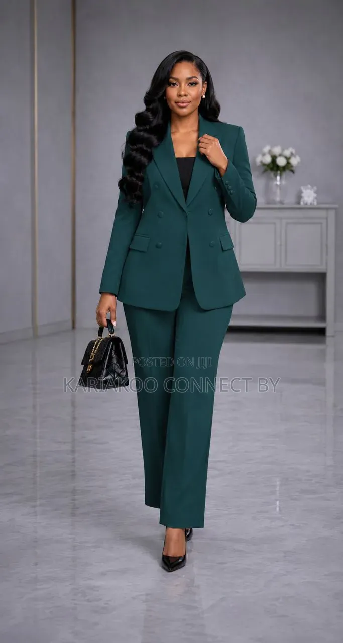 Premium Black Boss Lady Double-Breasted Suit