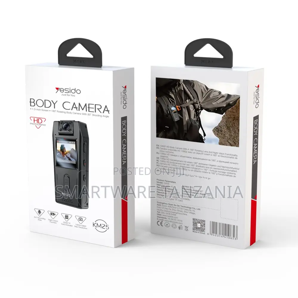 Yesido HD Body Camera With 1.3-Inch Screen and 180-Degree Angle