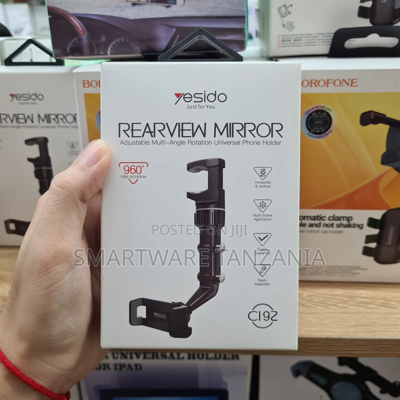 Yesido Rearview Mirror Adjustable Multi-Angle Phone Holder C192