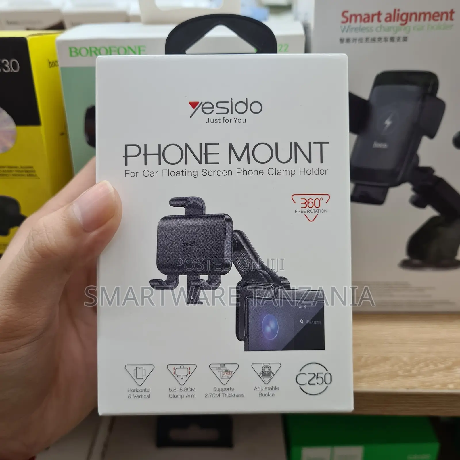 Yesido Phone Mount for Car Floating Screen Clamp Holder, 360° Rotation