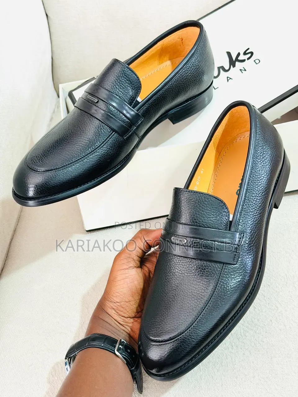 Clarks Men's Genuine Textured Leather Penny Loafers