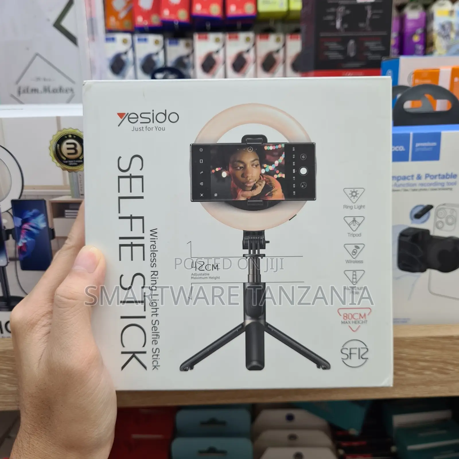 Yesido Wireless Ring Light Selfie Stick With Adjustable Tripod, 42cm