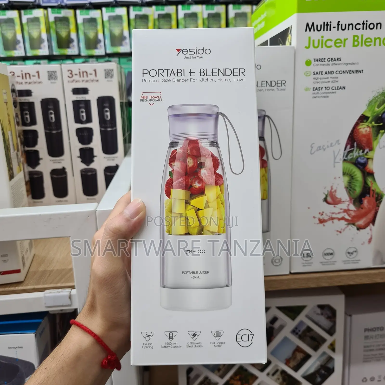 Yesido Portable Blender, 450ml, 1500mAh Battery, USB Rechargeable