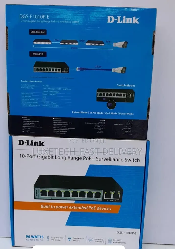 D-Link 10-Port Gigabit PoE+ Switch – Long Range Surveillance Switch