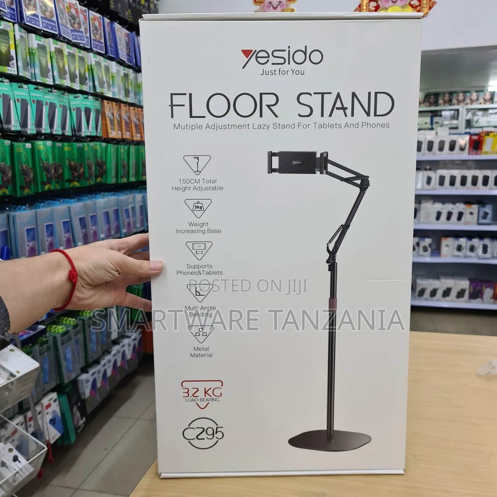 Yesido Floor Stand for Phones and Tablets, Adjustable Height 150CM