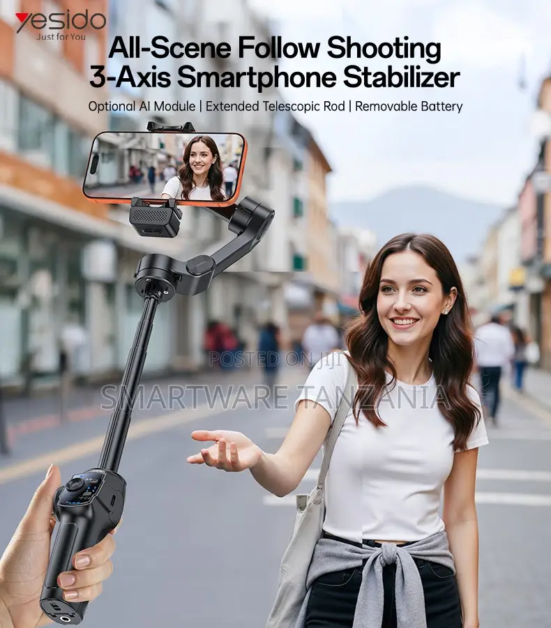 Yesido Gimbal Stabilizer With AI Tracking, 3-Axis Stabilization, 5 HRS