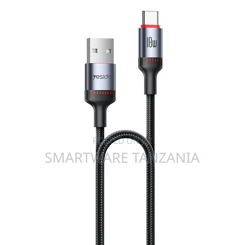Yesido USB-A to USB-C Data Cable, 18W Max Output, 30cm Length, Braided