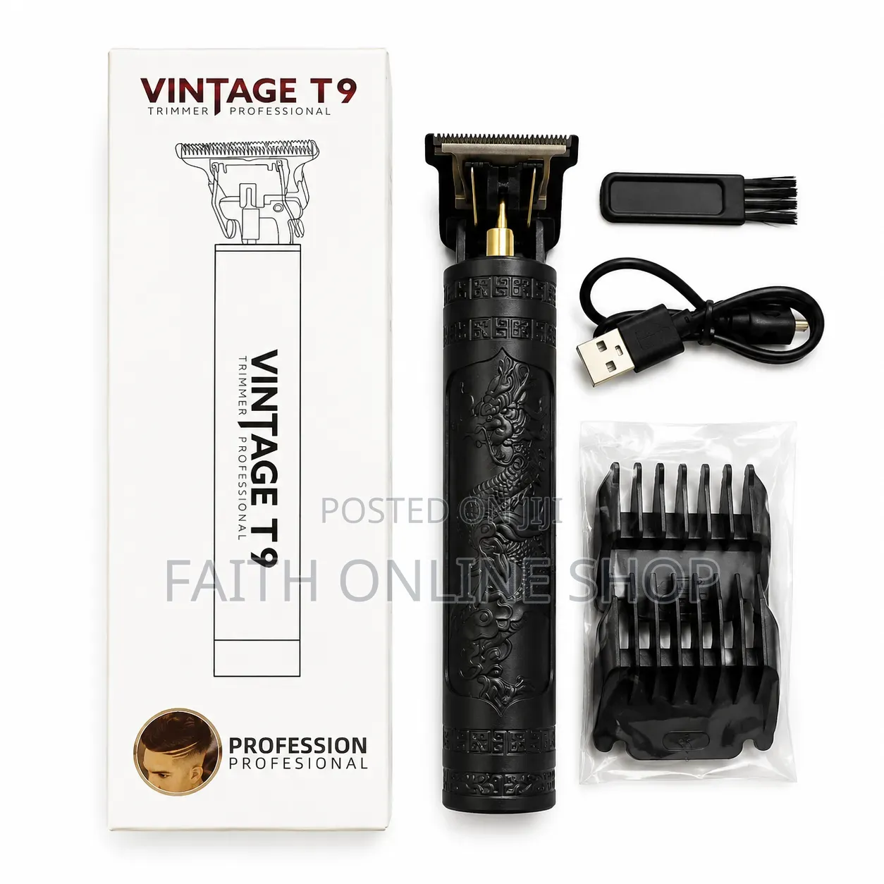VINTAGE T9 Professional Hair Trimmer – Cordless Rechargeable