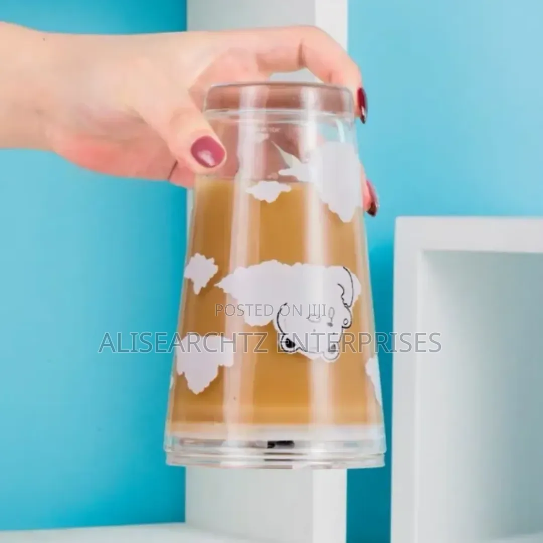 Cute Mug 400 Mls, Water, Milk Cup With Silicone Straw