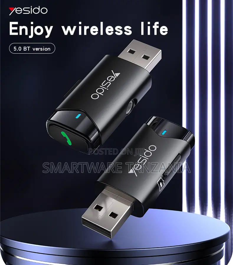 Yesido USB Transmitter Wireless Aux Audio Adapter, Bluetooth 5.0