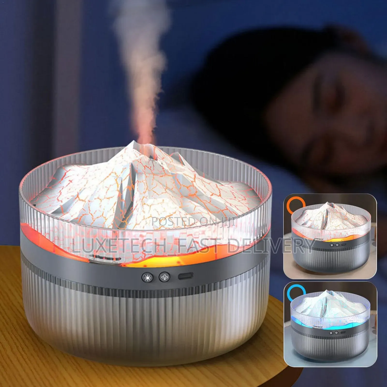Volcano Aromatherapy Humidifier + Essential Oil Diffuser –LED Lighting