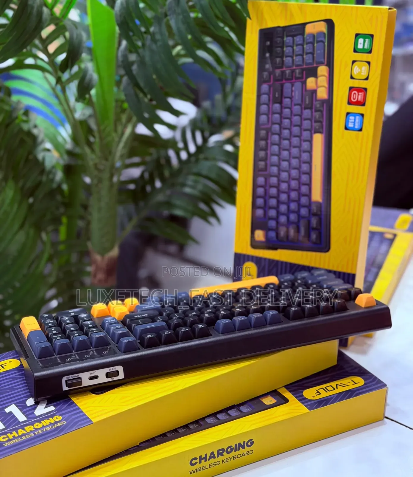 T-Wolf T12 Wireless Rechargeable Keyboard – Dual Mode 2.4GHz/Bluetooth