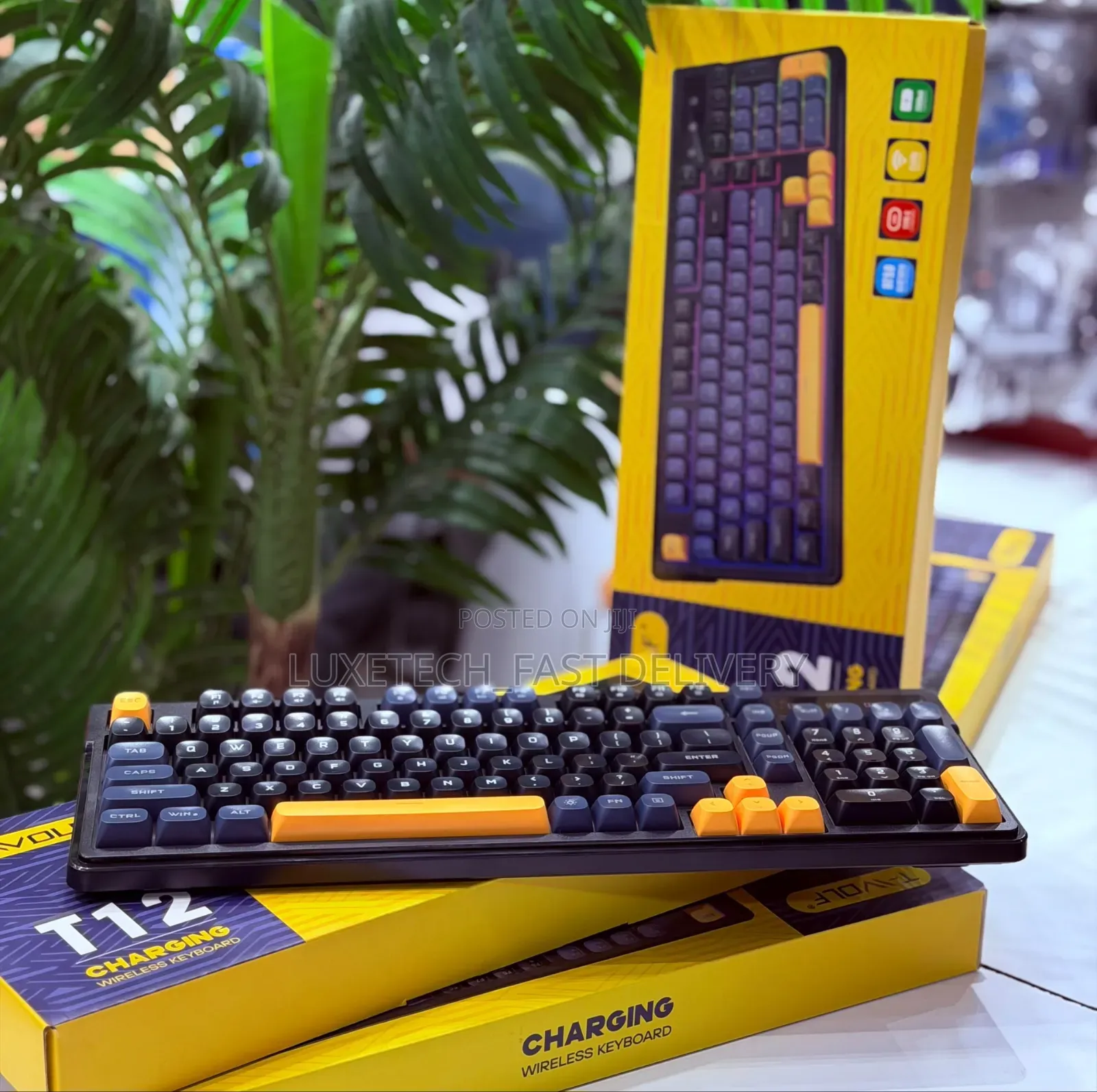 T-Wolf T12 Wireless Rechargeable Keyboard – Dual Mode 2.4GHz/Bluetooth