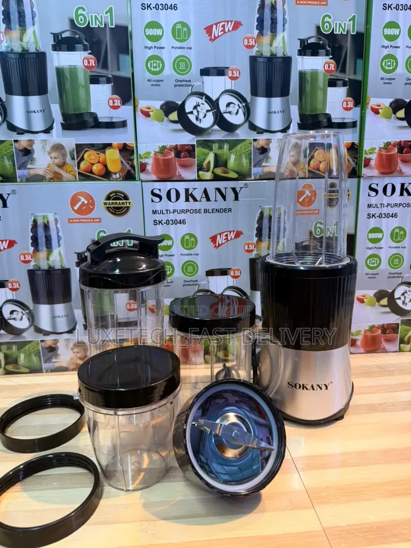 Sokany SK-03046 6-in-1 Multi-Purpose Blender 900W – Portable Blender