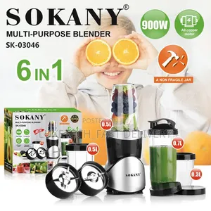 Sokany SK-03046 6-in-1 Multi-Purpose Blender 900W – Portable Blender