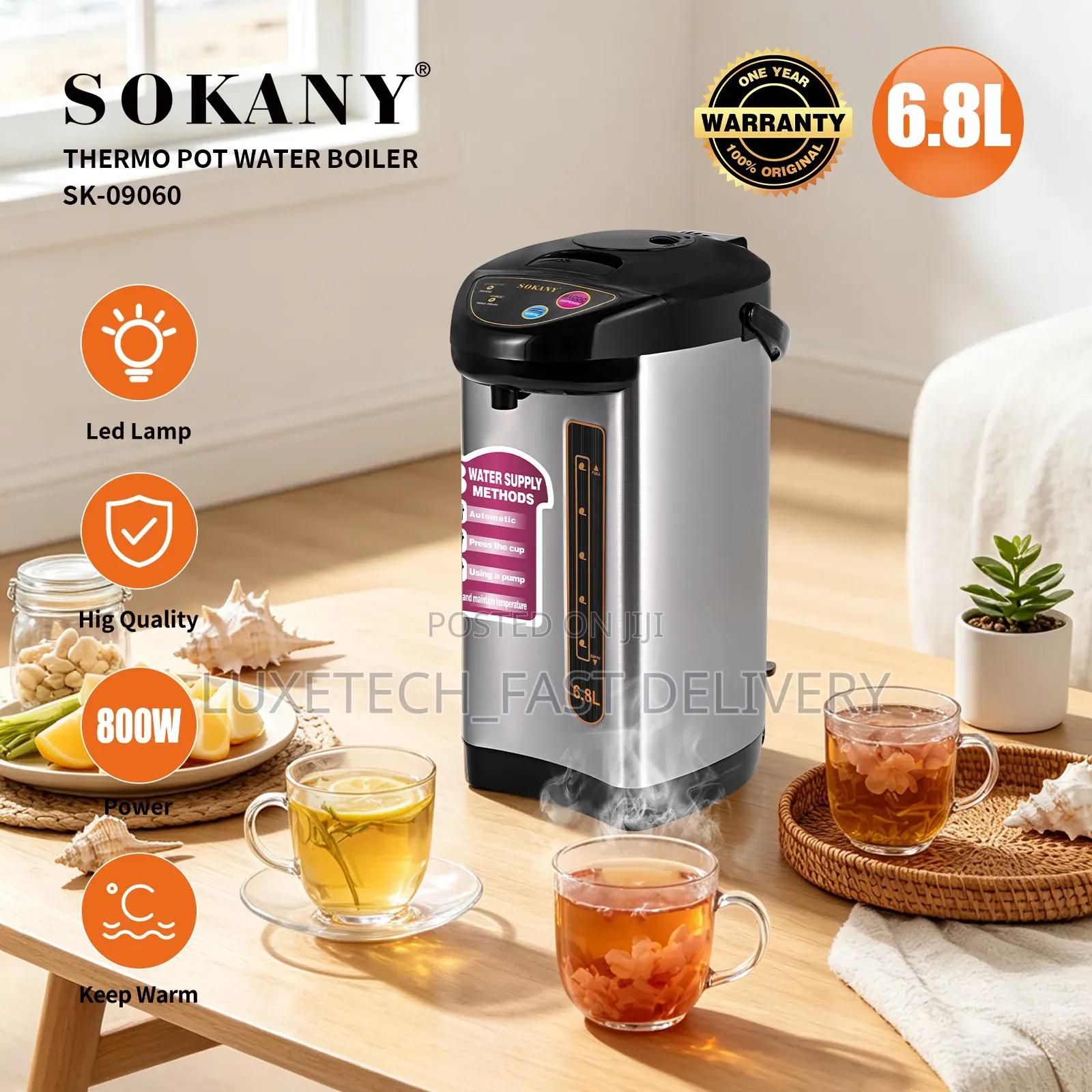 Sokany Thermo Pot Water Boiler 6.8 Liters