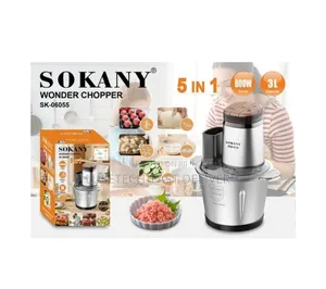 Sokany 5-in-1 Wonder Chopper 3L – Meat Grinder, Slicer, Garlic Peeler