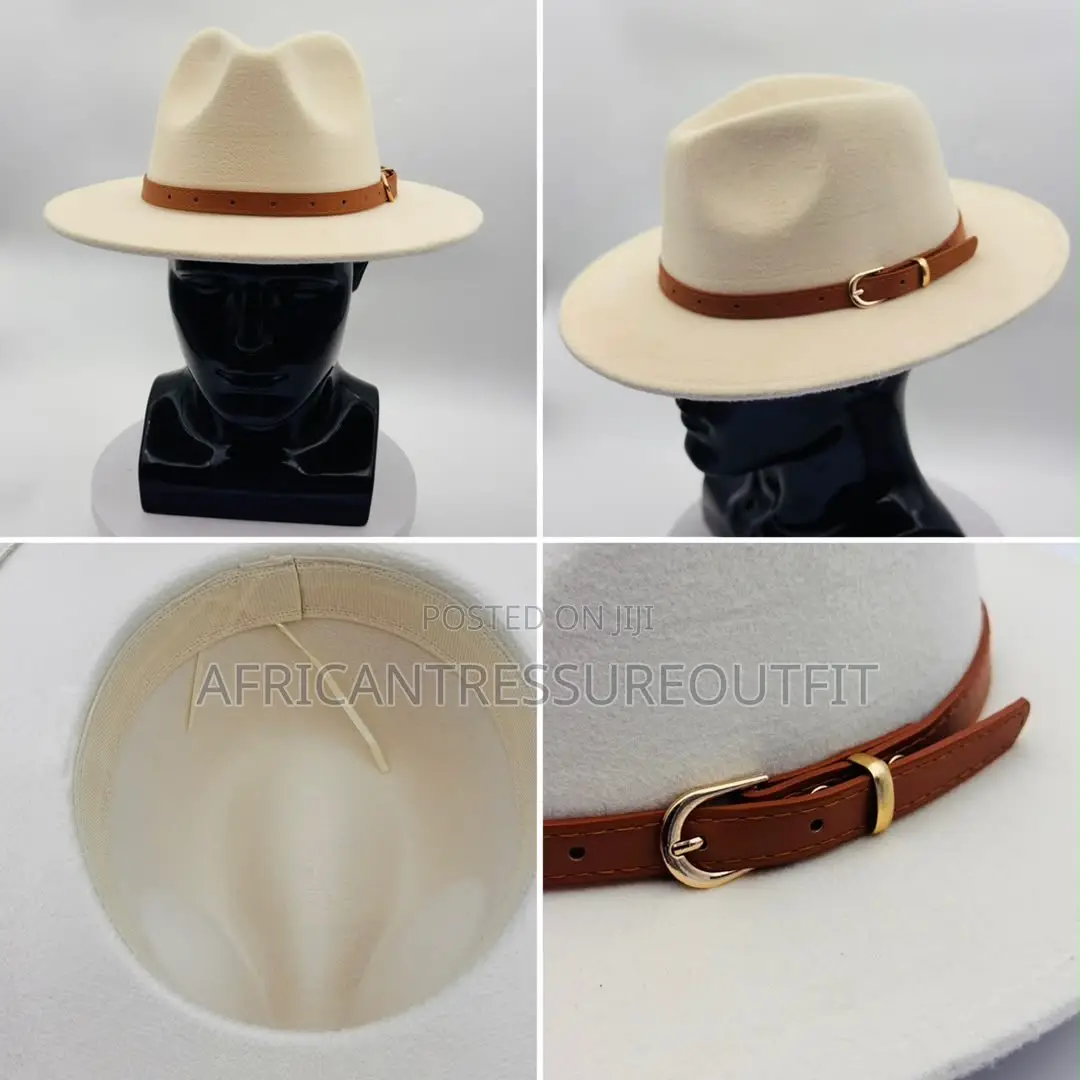 Federo Hat Styles Pinched Crown and Slim Faux Leather Buckled Beltband