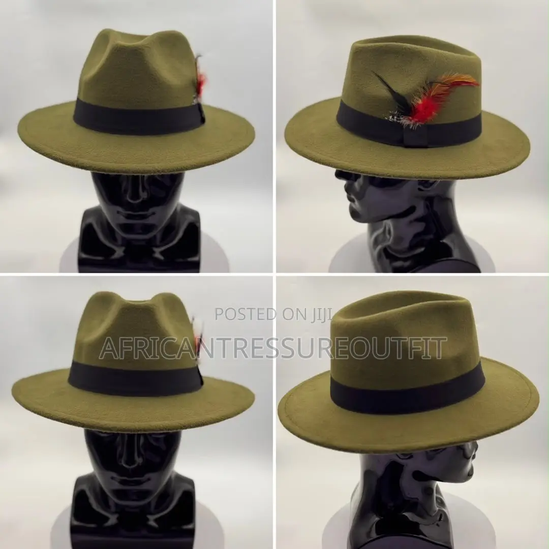 Federo Hat Styles Pinched Crown and Slim Faux Leather Buckled Beltband