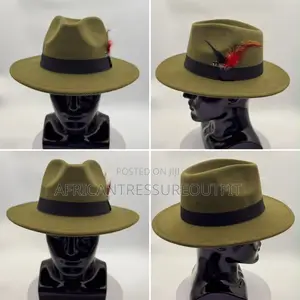 Federo Hat Styles Pinched Crown and Slim Faux Leather Buckled Beltband