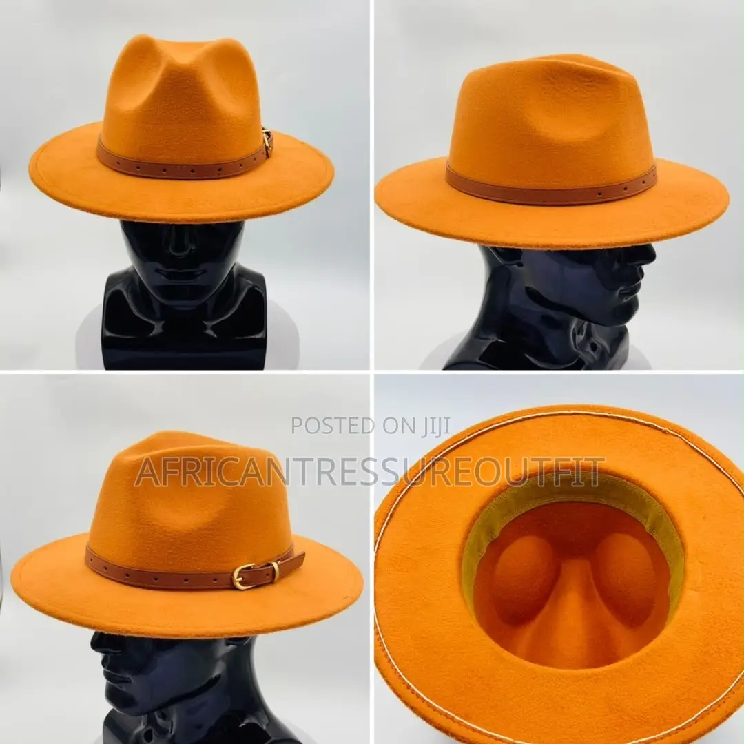 Federo Hat Styles Pinched Crown and Slim Faux Leather Buckled Beltband