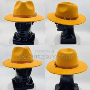 Federo Hat Styles Pinched Crown and Slim Faux Leather Buckled Beltband