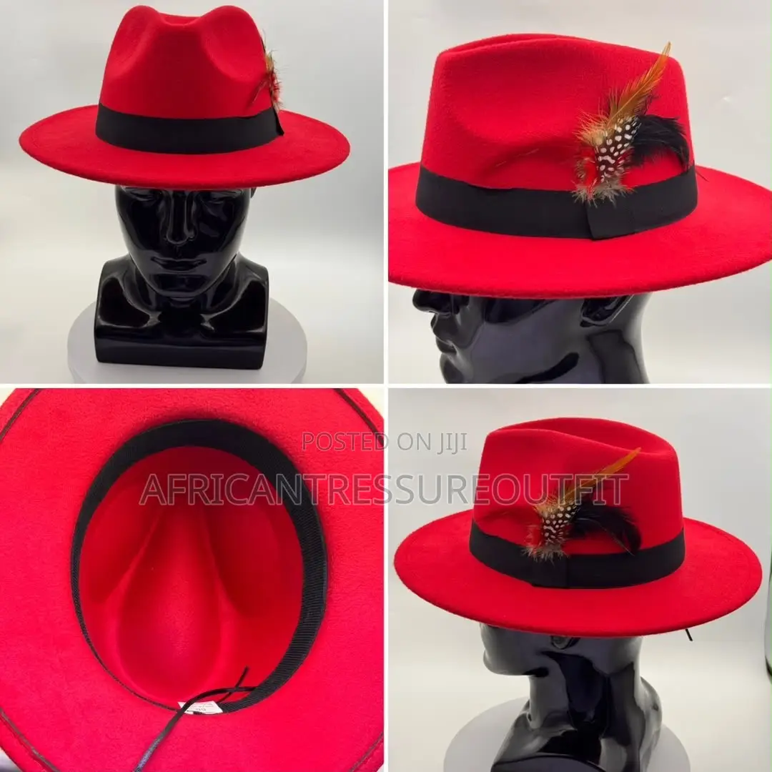 Federo Hat Styles Pinched Crown and Slim Faux Leather Buckled Beltband