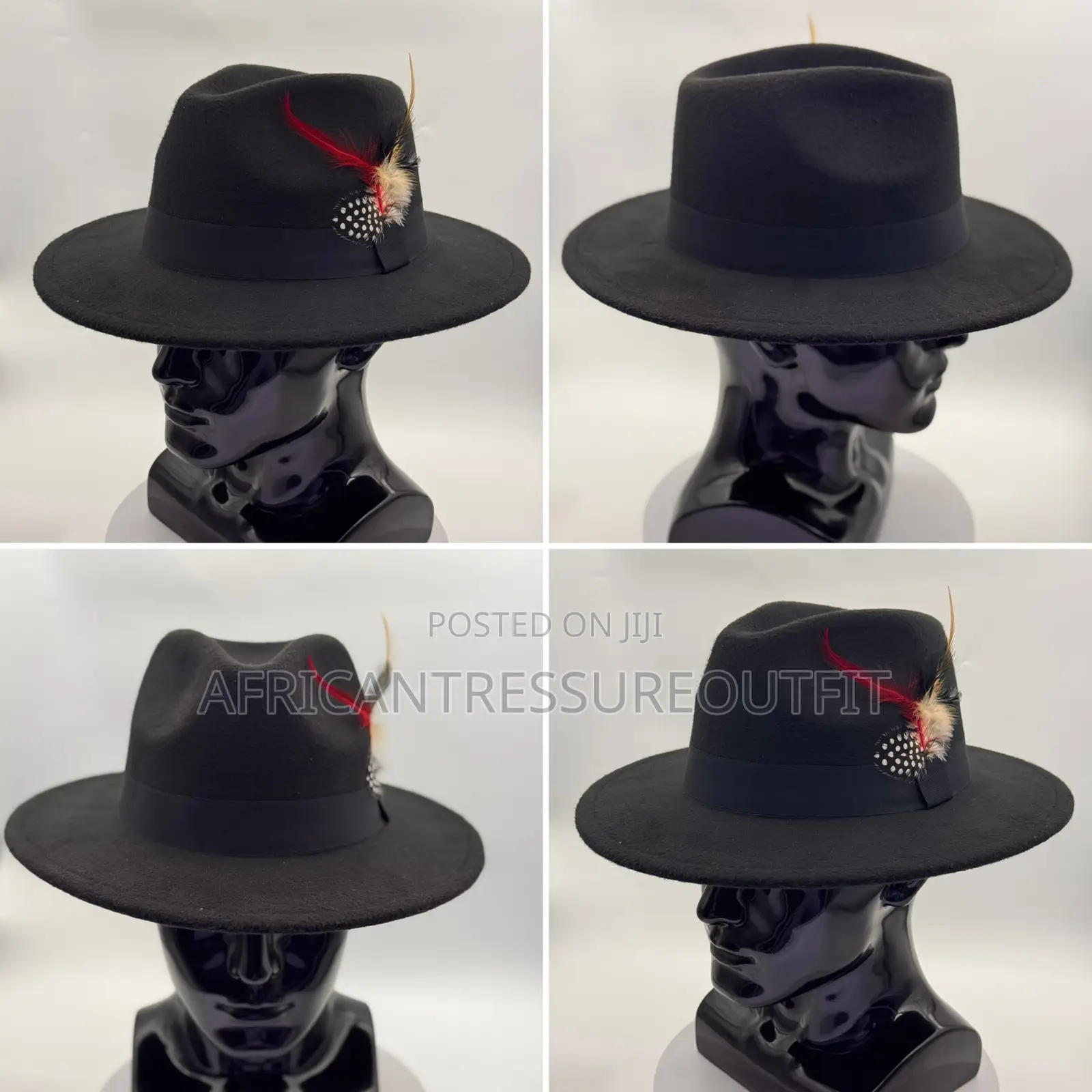 Federo Hat Styles Pinched Crown and Slim Faux Leather Buckled Beltband