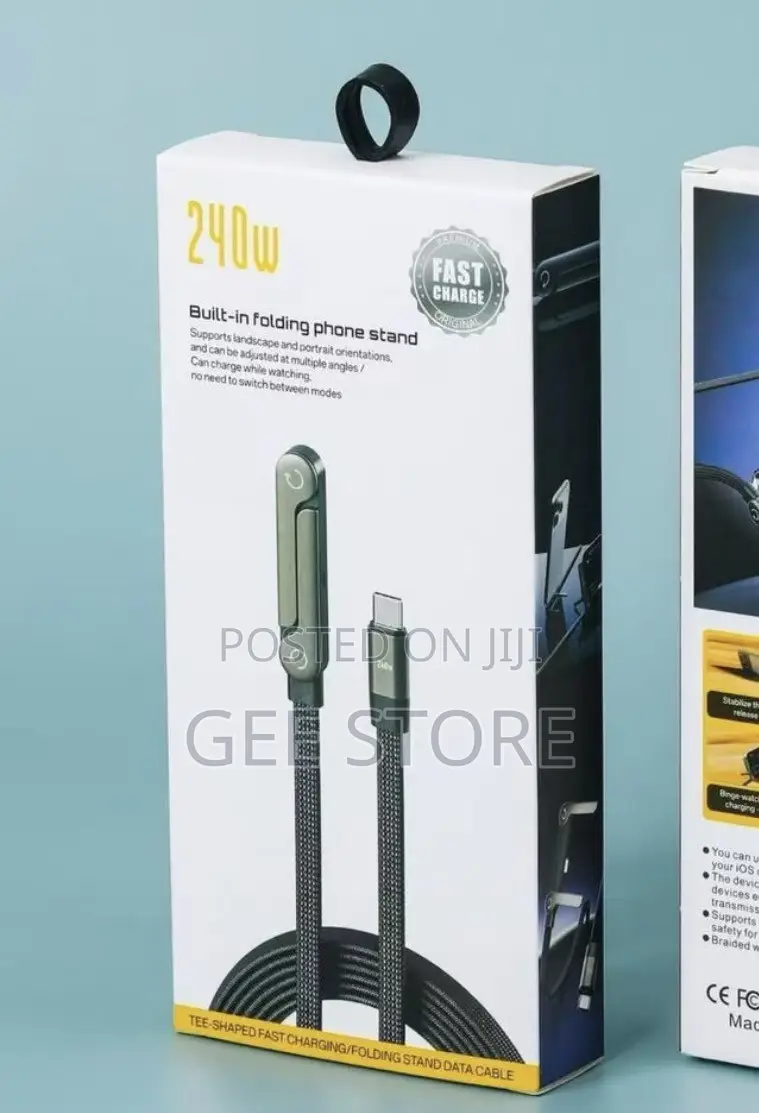 A 240W Fast Charging Data Cable With a Built-in Folding Phone Stand