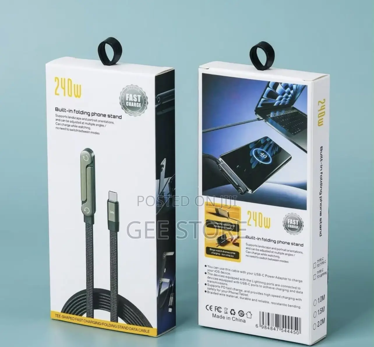 A 240W Fast Charging Data Cable With a Built-in Folding Phone Stand