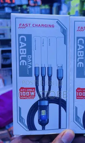 A 100W 3-in-1 Fast Charging Data Cable
