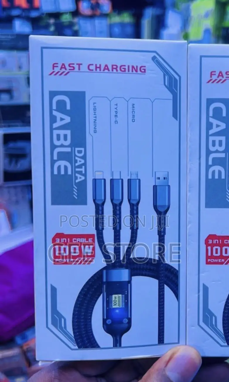 A 100W 3-in-1 Fast Charging Data Cable