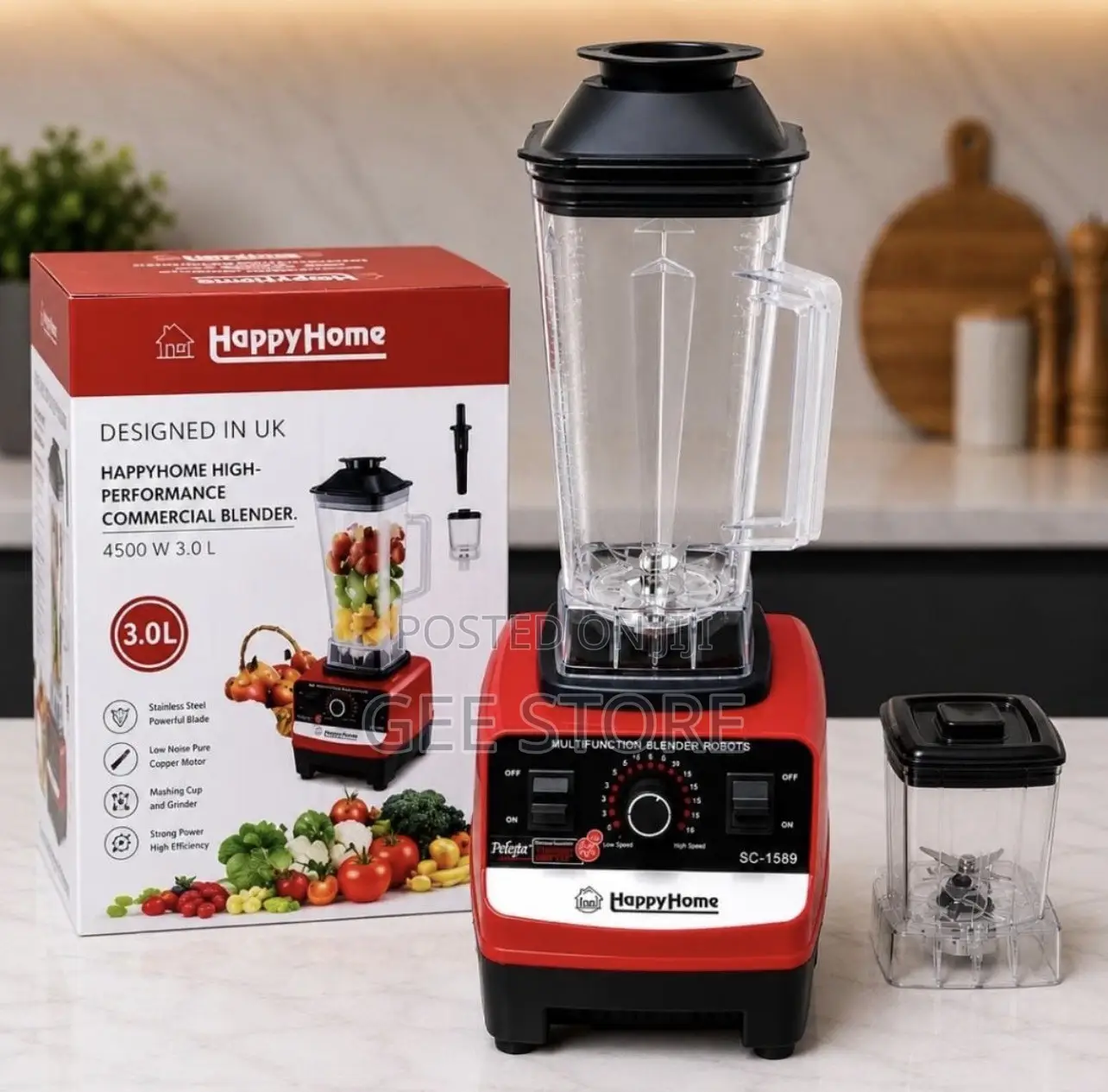 Black Happy Home High-Performance Commercial Blender (Model SC-1589