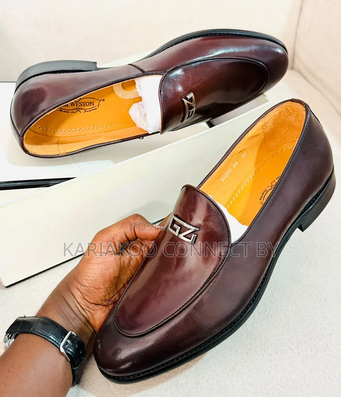 JM Weston Italian Leather Slip-on Loafers