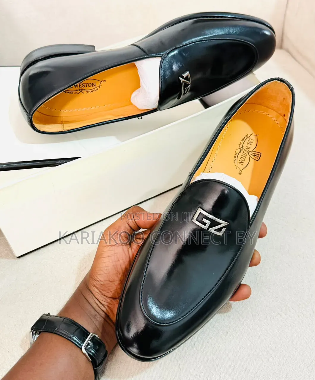 JM Weston Italian Leather Slip-on Loafers