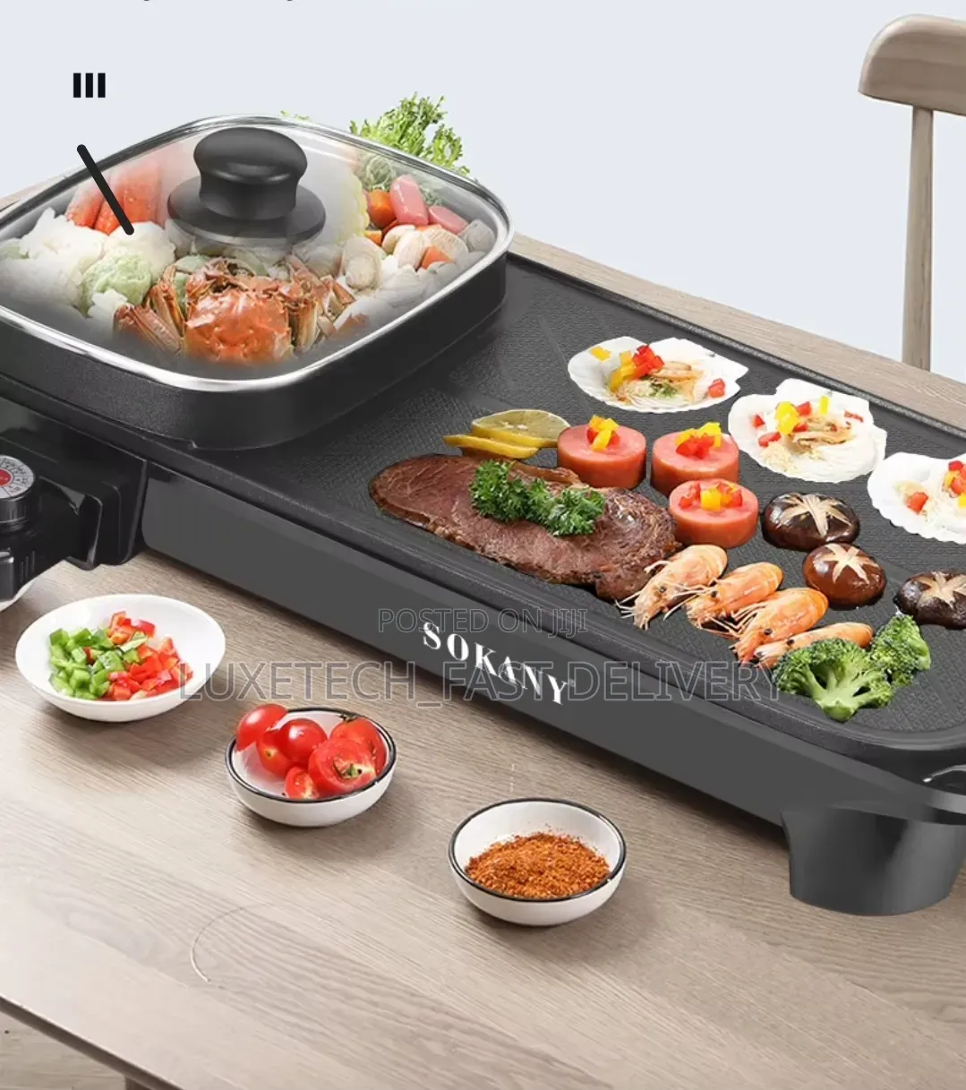 Sokany SK-2208 2-in-1 Electric Grill + Hot Pot Combo 1350W – Non-Stick