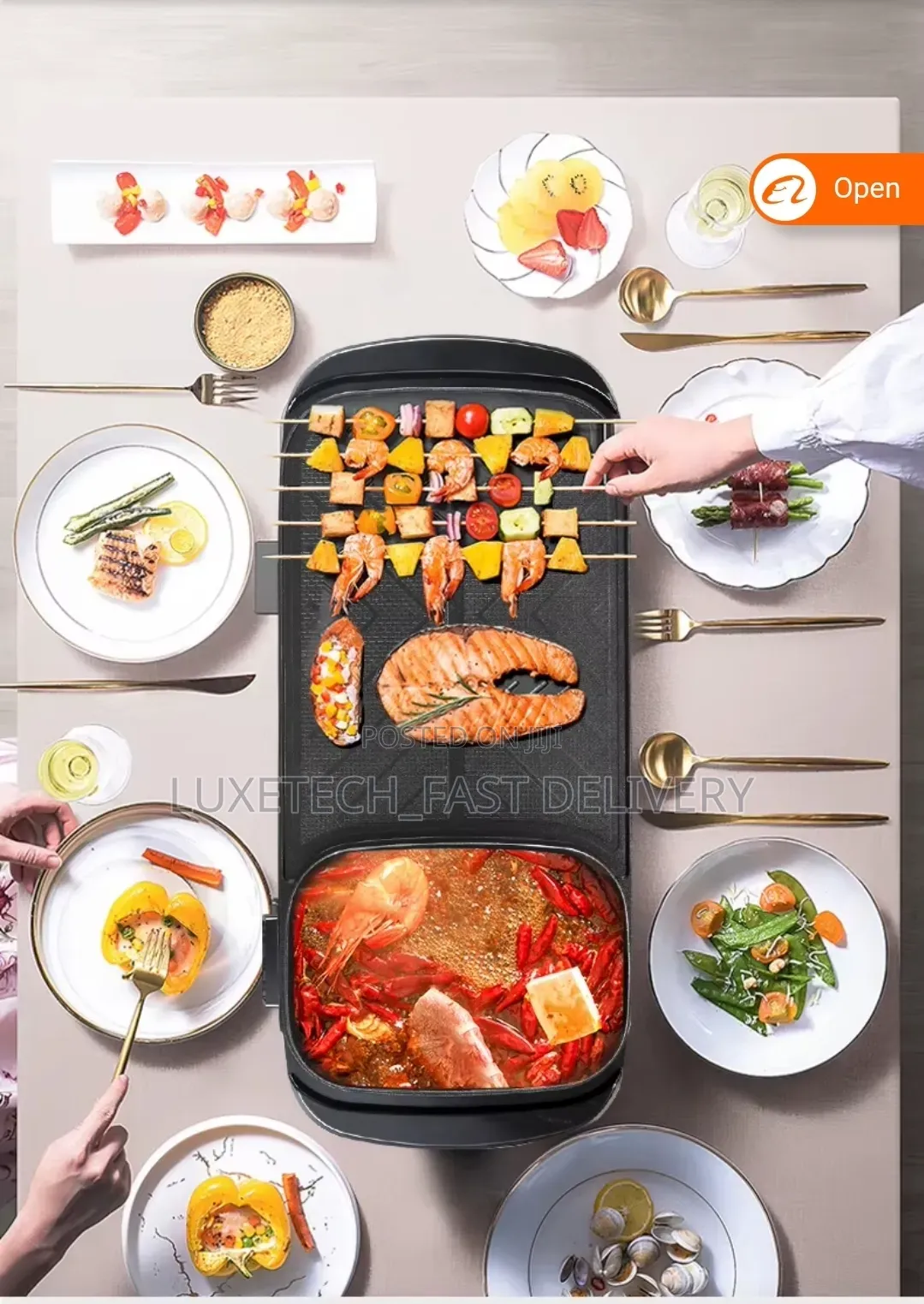 Sokany SK-2208 2-in-1 Electric Grill + Hot Pot Combo 1350W – Non-Stick