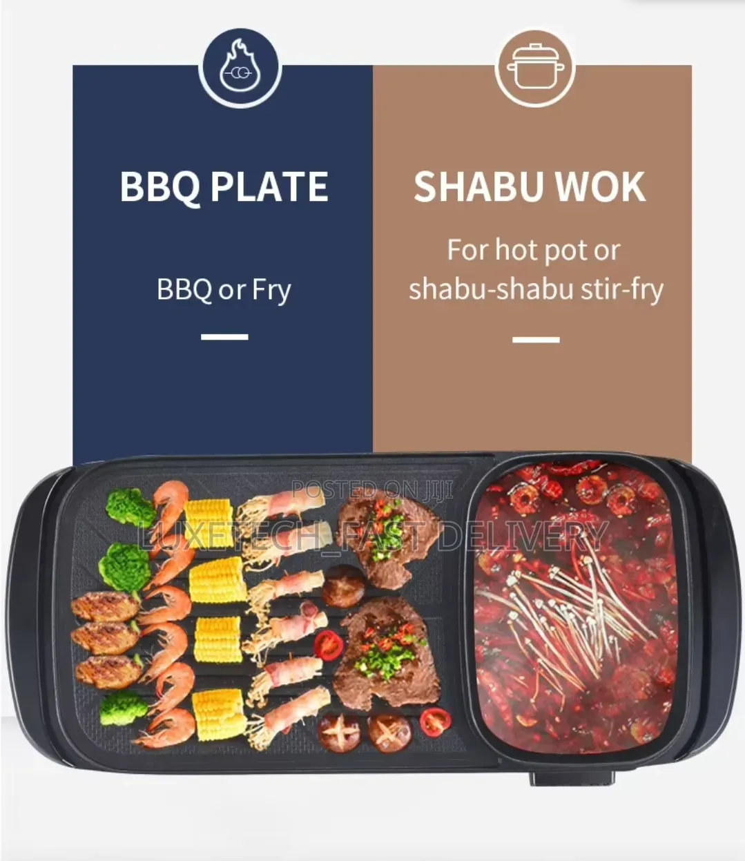 Sokany SK-2208 2-in-1 Electric Grill + Hot Pot Combo 1350W – Non-Stick