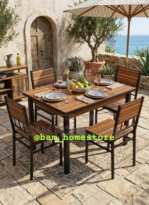 5-Piece Wooden Dining Table Set /Metal &Wood Dining 1 Table+ 4 Chairs