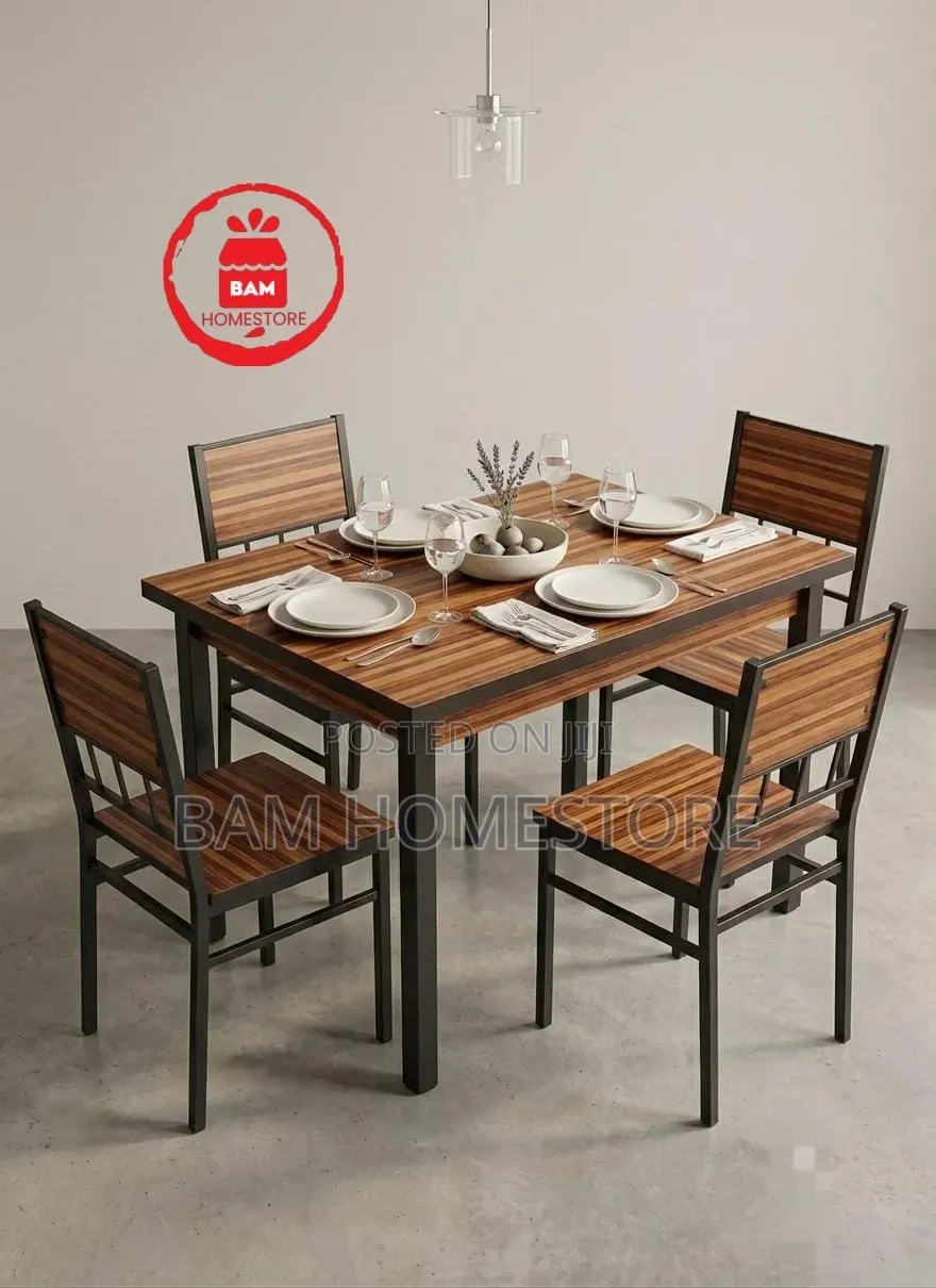 5-Piece Wooden Dining Table Set /Metal &Wood Dining 1 Table+ 4 Chairs