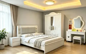 Complete Bedroom Set /Full Size Bed, 3-Door Wardrobe& Dressing Table
