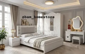 Complete Bedroom Set /Full Size Bed, 3-Door Wardrobe& Dressing Table