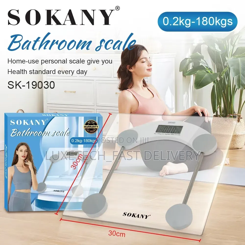 Sokany SK-19030 Digital Tempered Glass Body Weight Scale Up to 180kg
