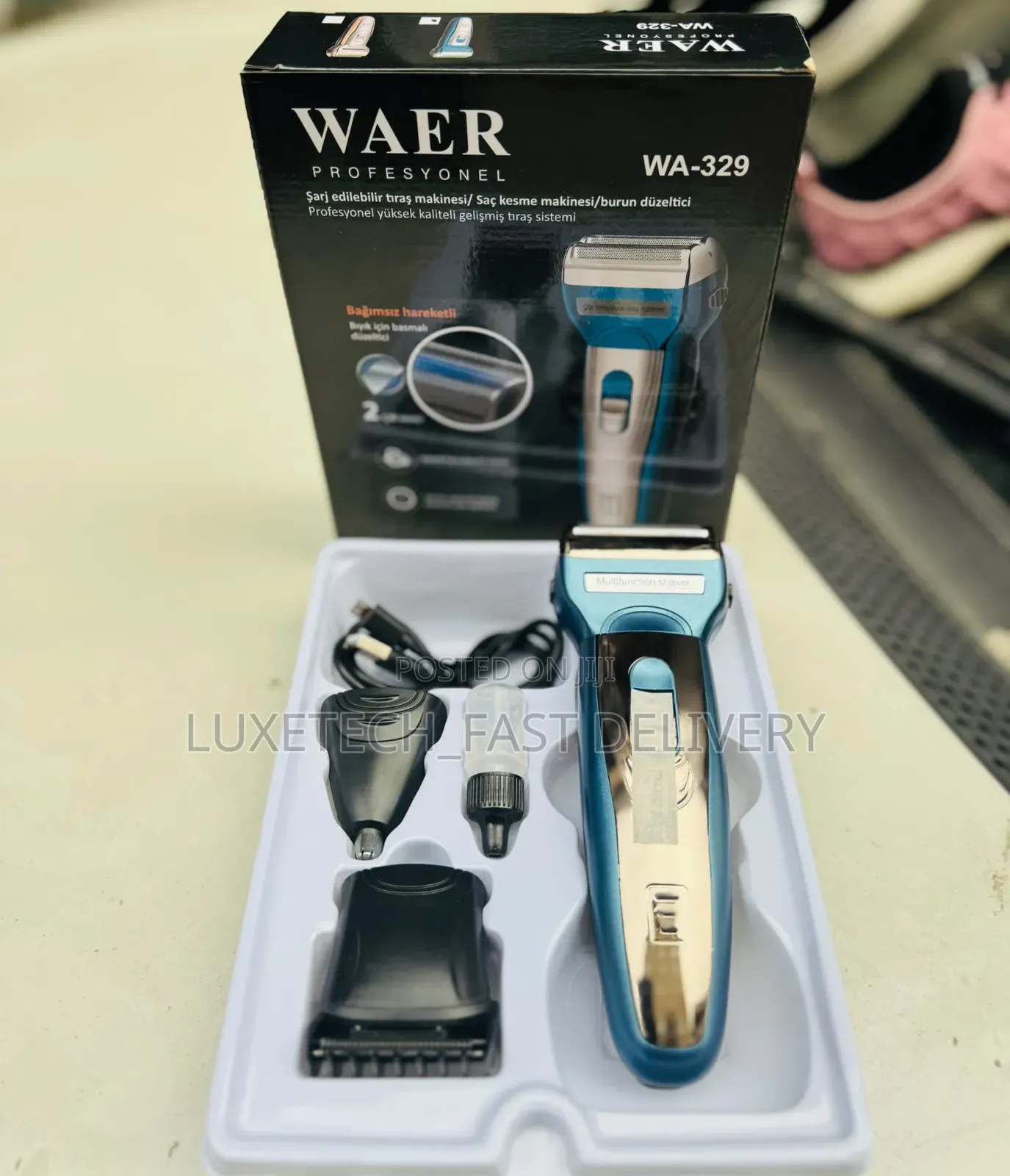 WAER 3-in-1 Rechargeable Beard Shaver, Hair Trimmer and Nose Trimmer