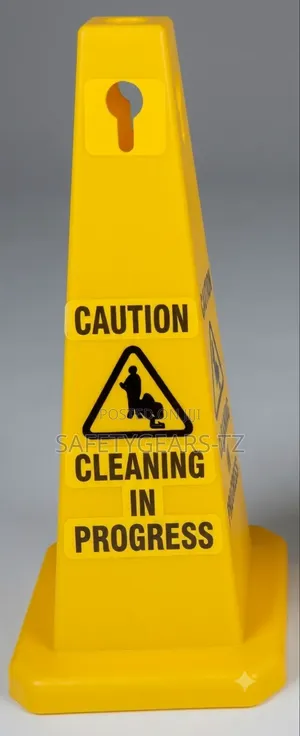 Bright Yellow, Four-Sided Safety Caution Traffic Cone