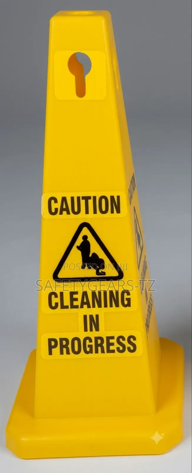 Bright Yellow, Four-Sided Safety Caution Traffic Cone