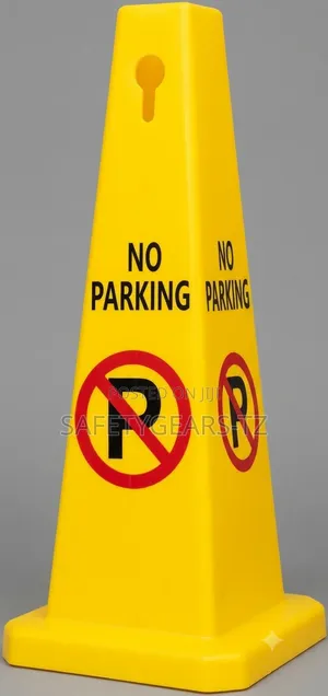 Bright Yellow, Four-Sided Safety Caution Traffic Cone