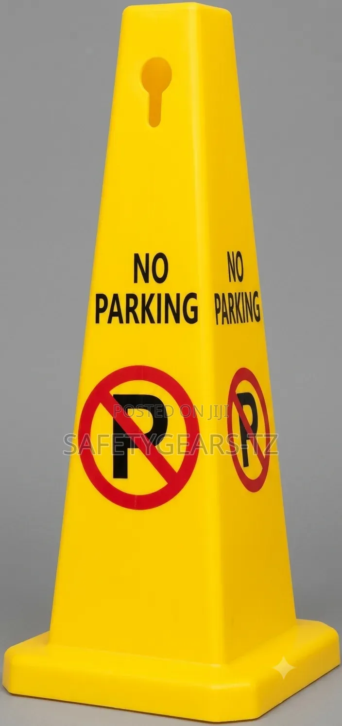 Bright Yellow, Four-Sided Safety Caution Traffic Cone